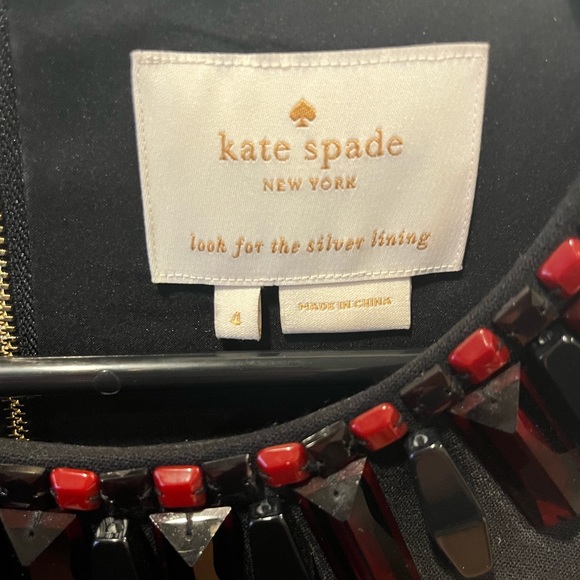 Kate Spade Black Embellished Red Beaded Neckline - Picture 7 of 7